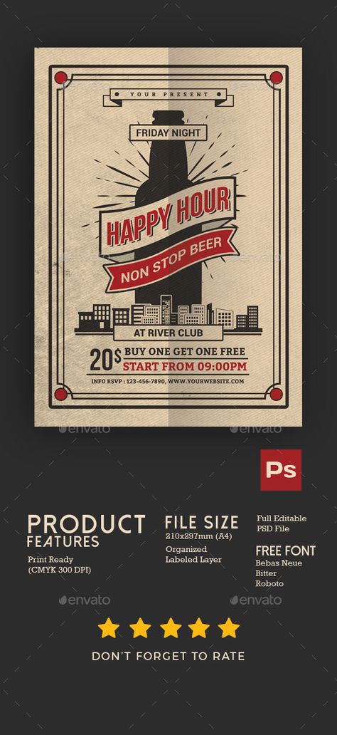 Happy Hour Beer #Flyer - #Events Flyers Beer Flyer, Happy Hour Beer, Happy Beer, Party Restaurant, Bar Beer, Classic Bar, Flyer Layout, Event Flyers, Flyer Poster