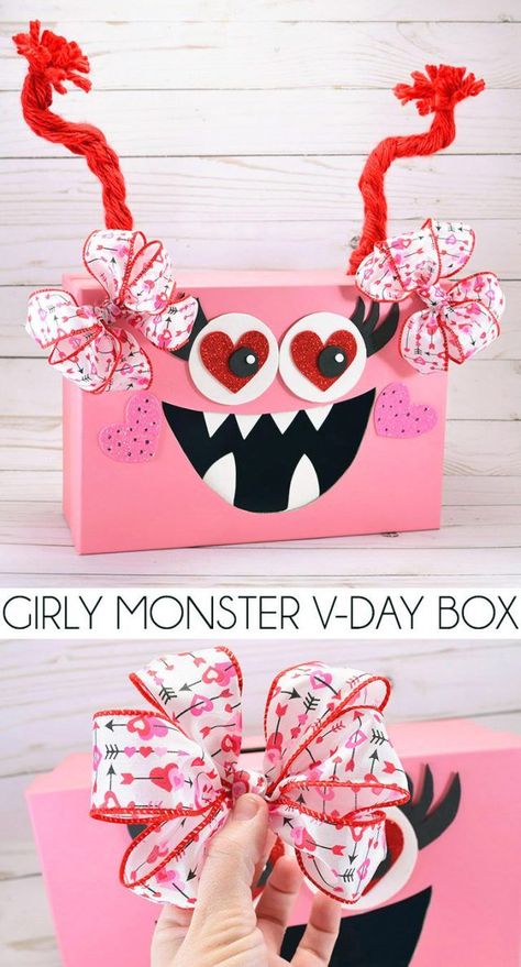 valentine box monster - Google Search Monster Valentine, Girls Valentines Boxes, Valentine Boxes For School, Diy Valentines Box, Kids Valentine Boxes, Valentine Card Box, Pink Monster, Monster Valentines, Valentine Boxes