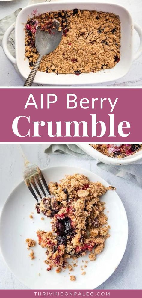 Paleo Berry Crisp, Easy Aip Dessert Recipes, Aip Apple Crumble, Aip Blackberry Recipes, Aip Diet Recipes Dinners, Aip Apple Crisp, Aip Carbs, Aip Fruit, Paleo Crumble