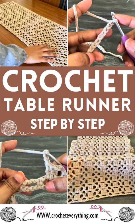 Crochet Table Runner Tutorial Diy Crochet Table Runner, Quick Crochet Table Runner, Christmas Table Runners Crochet Patterns Free, Crochet Patterns For Table Runners, Knitting Table Runner, Crochet Table Runner Pattern Diagram, Crochet Table Decor, Crocheted Table Runners Free Patterns, Crochet Table Runner Free Pattern Easy