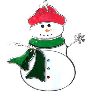 Snowman Stained Glass Suncatcher Stained Glass Snowman, Christmas Hostess Gifts, Glass Snowman, Stained Glass Ornaments, Stained Glass Christmas, Types Of Gifts, Glass Pumpkins, Art Stained, Stained Glass Projects