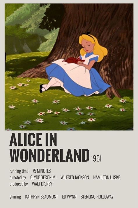 Old Disney Movies, Alice In Wonderland Poster, Old Movie Poster, Alice In Wonderland 1951, Alice In Wonderland Aesthetic, Disney Film, Film Posters Vintage, Movie Covers, Movie Posters Minimalist