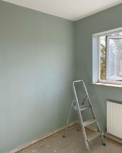 @sophiek_interior on Instagram: "Obsessed with my office/spare bedroom colour! I decided to go for a pop of colour in this room as I will spend a lot of time working in here and I’m so glad I took a chance of green! This colour is @duluxuk Tranquil Dawn and I can’t wait to paint the skirting boards, get some carpet down abs start styling it! 🏡❤️ #home #homedecor #homesweethome #homeinspo #homestyle #homeaccount #homestyling #house #housepage #housetohomeuk #houserenovation #housetohome #housein Dulux Tranquil Dawn, Tranquil Dawn, Dulux Paint Colours, Bedroom Colour, Dulux Paint, Ireland Homes, Skirting Boards, Spare Bedroom, Paint Colours