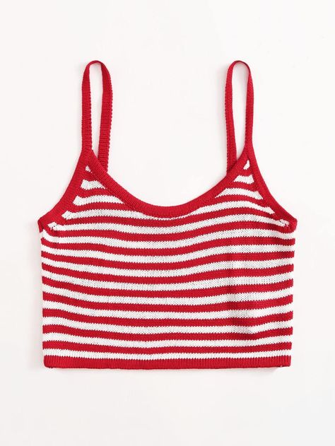 Striped Cami Knit Top | SHEIN USA Top Shein, Knit Tops, Shein Style, Cami Top, Cami Tops, Fashion News, Knit Top, Binding, Sports Bra