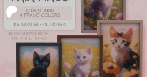 Kitten Paintings ♡ | Enaveria Sims 4 Kitty Cc, Sims 4 Cat Download, The Clutter Cat Sims 4, Sims 4 Cc Paintings And Posters, Sims 4 Cats And Dogs, Free Cat, Playful Decor, Free Cats, Adorable Kitten