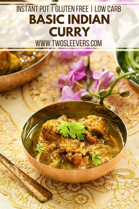 Basic Indian Curry | Instant Pot Indian Curry | @twosleevers Diet Food Indian, Pressure Cooker Curry, Indian Curry Recipes, Instant Pot Indian, Best Instapot Recipes, Chicken Indian, Low Carb Instant Pot Recipes, Curry Indian, Pork Curry