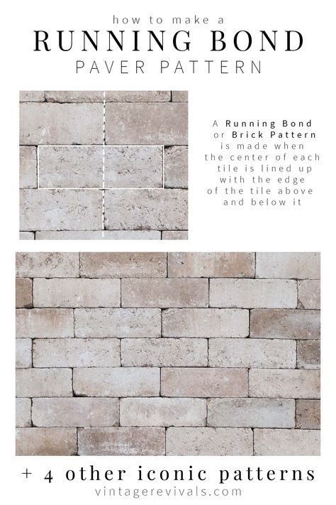 How to make a Running Bond Paver Pattern + 4 other MUST SEE options!! Basketweave Tile Bathroom, Installing Pavers, Cheap Pavers, Pavers Patio, Paver Patterns, Basket Weave Tile, Paver Designs, Patio Pavers Design, Paved Patio