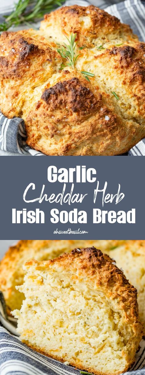 Irish Soda Bread Muffins, Garlic Cheddar, Irish Desserts, Oh Sweet Basil, Irish Soda Bread Recipe, Irish Soda, Irish Soda Bread, Sweet Basil, Soda Bread