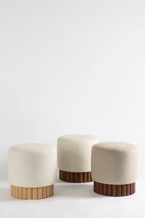 Peca Puff Furniture, Puff Bedroom, Minimal Furniture Design, Puff Design, Leather Embroidery, Minimal Furniture, Poufs & Ottomans, Ottoman Stool, Stool Design