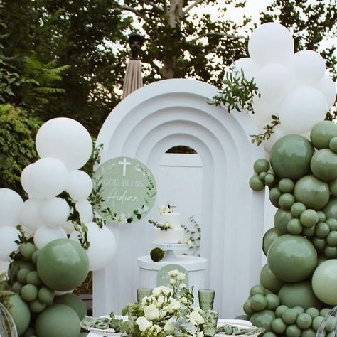 Event stylist / Balloons & flowers designer on Instagram: "Aidian 1st Communion 🤍🌿 #Details #1stcommunion #decor #balloonart #balloondecor #balloondesign #eventstylist #art" First Communion Decorations For Boys, Baptism Ideas Boys, Communion Party Ideas, Confirmation Invites, Balloons Flowers, First Communion Decorations, Communion Decorations, Confirmation Invitations, Event Stylist