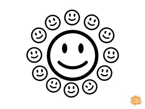 illustration of Smiley face coloring Smiley Face Birthday, Face Coloring, Cute Smiley Face, Happy Faces, Different Art Styles, Smiley Faces, Happy Face, Free Kids, Smiley Face