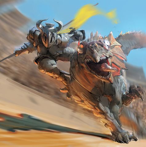 ArtStation - Beast rider Arena, Henu Caulfield Joo Beast Rider, Walking Poses, Splash Art, 다크 판타지, Motion Blur, Digital Painting Tutorials, Fantasy Concept Art, Fantasy Warrior, 판타지 아트