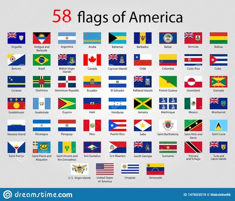 South American Flags, North America Flag, America Illustration, South America Flag, Cuba Island, World Country Flags, Flags With Names, Countries And Flags, South American Countries