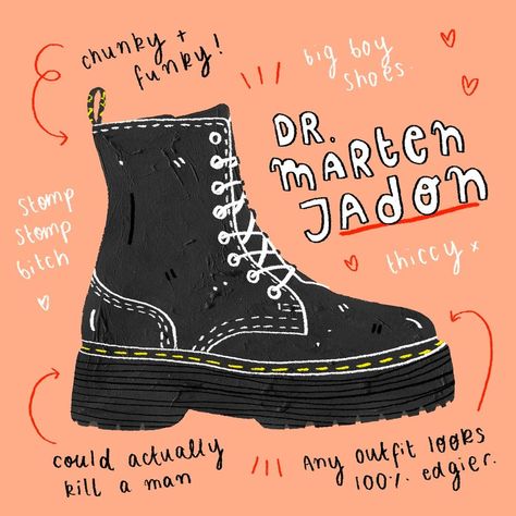 . Dr Marten Jadon, Dr Martens Jadon Boots, Jadon Boots, Doc Martens Outfit, Doc Martens Boots, Cartoon Shoes, Shoes Illustration, Infj Personality, Shoes Too Big