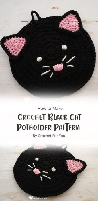 Cat Potholder, Crochet Black Cat, Very Easy Crochet, Purse Patterns Free, Lovey Pattern, Crochet Black, Cat Purse, Potholder Patterns, Easy Crochet Projects