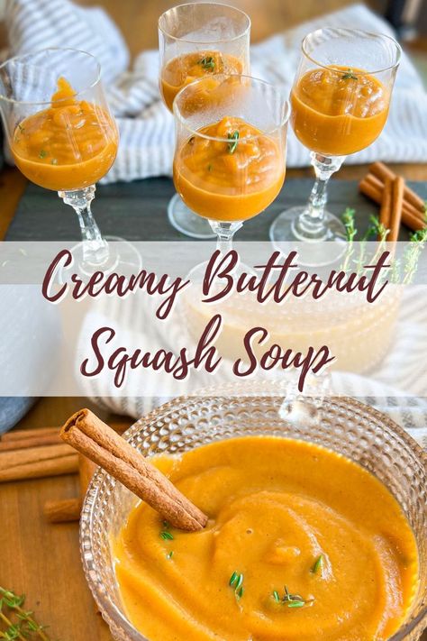 Party Soup, Butternut Squash Benefits, Soup Shooters, Creamy Butternut Squash Soup, Sweet Potato Benefits, Creamy Butternut Squash, Winter Salad, Squash Soup, Butternut Squash Soup