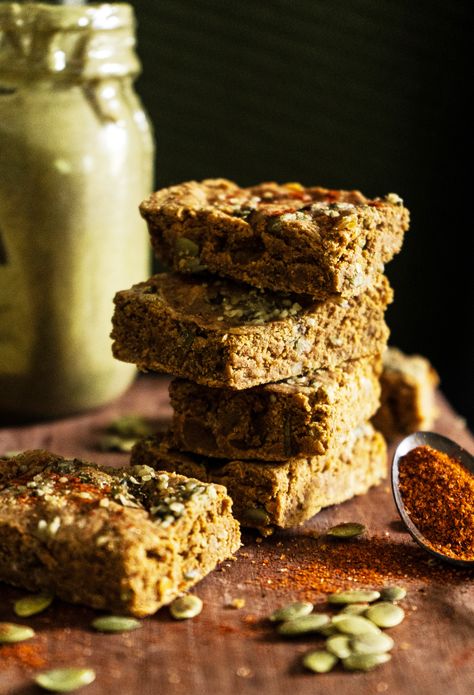 Savory Vegan Protein Bars - The Friendly Feast Savory Protein Bars, Homemade Plant Based Protein Bars, Vegan Gf Protein Bars, All Natural Protein Bars, Best Tasting Protein Bars, Meal Replacement Bars, Pumpkin Seed Butter, Pea Protein Powder, Vegan Protein Bars