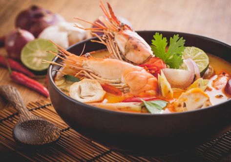 Thai Hot and Sour Prawn Soup (Tom Yum Goong) Tom Yam Goong, Tom Yum Soup Recipe, Prawn Soup, Thai Food Restaurant, Tom Yum Goong, Best Thai Food, Lomo Saltado, Tom Yum Soup, Food Tourism