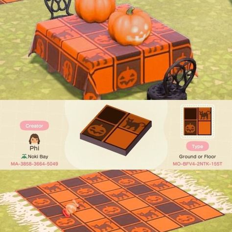 Acnh Halloween Code, Halloween Table Cloth, Halloween Acnh, Acnh Farm, Acnh Spooky, Animal Crossing Design Codes, Animal Crossing Design, Animal Crossing 3ds, Ac New Leaf