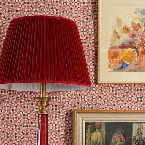 Sarah Vanrenen Ltd on Instagram: "We designed our pleated velvet lampshades as an effortless way to add a touch of luxury to any room without going over the top. You can find them now on our website to add some Christmas glamour! #velvet #pleatedlampshade #lampshade #velvetlampshade #homedecor #interiordesign #interiors #homeaccents #layeredhome #colourandpattern #lighting #lamps #lampshades #sarahvanrenen #sarahvanrenendesigns #sarahvanrenenfabrics" Sarah Vanrenen, Christmas Glamour, Red Lampshade, Velvet Lampshade, Red Lamp Shade, Pleated Lampshade, Silk Lampshade, Red Interior, Lighting Lamps