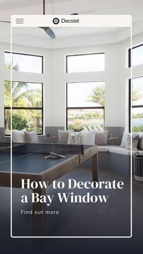 Bay windows are a great addition to any home because they offer a unique look and feel. They allow natural light to enter the room, brightening the room and opening the home. They also provide a great view of the outside and are perfect for enjoying the scenery from the comfort of your own home. Take a read to find out the perfect way to decorate your bay window! Floor To Ceiling Bay Windows, Bay Window Shelf, How To Decorate A Bay Window, Decorate Bay Window, Bay Windows Ideas, Decorating A Bay Window, Triangle Window, Livng Room, Room 101