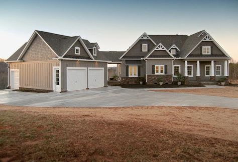 I love the detached garage with a covered walkway but would extend the front porch Detached Garage Designs, Garage Plans Detached, Garage Addition, Garage Remodel, Garage House Plans, Craftsman Style House, Attached Garage, Craftsman Style Home, Craftsman Style Homes