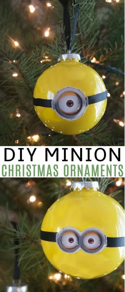 Funny Christmas Ornaments Diy, Minion Ornaments, Minions Christmas, Christmas Bazaar Crafts, Nerdy Christmas, Diy Minions, Christmas Orniments, Minion Christmas, Minion Theme