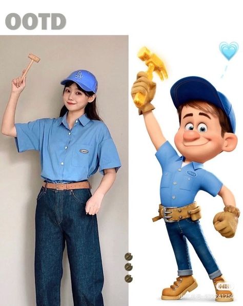 Simple Cosplay Ideas, Easy Disney Costumes, Tv Characters Outfits, Cartoon Character Costume, Easy Cosplay, Cartoon Cosplay, Clever Halloween Costumes, Karakter Disney, Disney Bounding