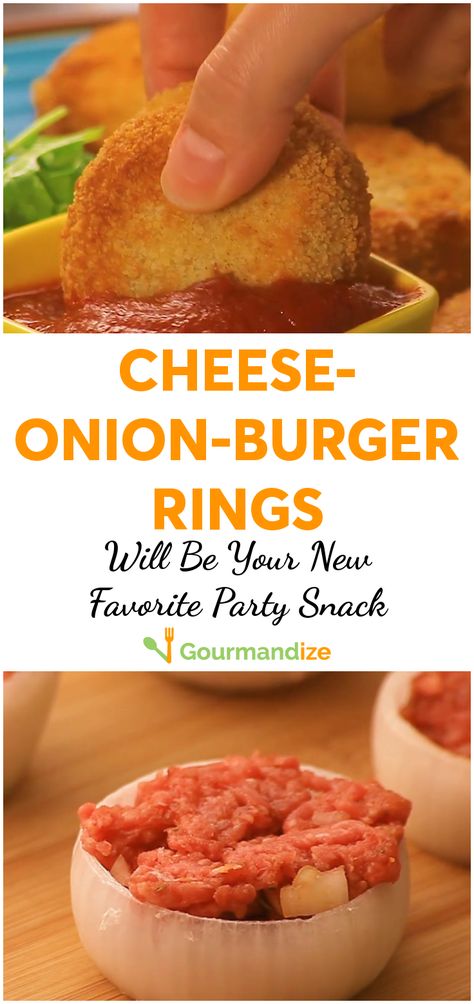 Cheesy Bacon Onion Rings Keto, Hamburger Onion Rings, Cheesy Bacon Onion Rings, Fun Breads, Onion Ring Burger, Stuffed Onion Rings, Onion Rings Recipe Easy, Fried Onion Rings, Lotr Party