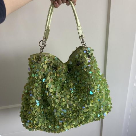 SEQUIN GREEN BAG / PURSE 💚💚 The inside is perfect... - Depop Sequin Purse, Sequin Bag, Green Sequins, Green Bag, Be Perfect, Bridal Party, Green, Purses And Bags