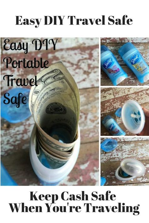 DIY Portable Travel Safe-Traveling with Cash. Make this smart, easy travel safe and keep your cash safe when you're traveling.  via @LttlHouseBigAK How To Hide Money When Traveling, Diy Diversion Safe, Hide Money Travel, How To Hide Money, Cash Safe, Diversion Safe, Secret Hiding Places, Money Storage, Hide Money