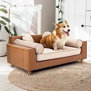 COUCH PET BED FOR GOOD HEALTH | CAPACITY FOR LARGE SIZED PET | PET FRIENDLY MATERIAL | CREATE A COZY CUDDLE SPACE | STYLISH AND CLASSY PED BET FURNITURE | AN EASY TO CLEAN PET SOFA BED Leather Dog Bed, Dog Couch Bed, Large Dog Bed, Cat Couch, Pet Sofa Bed, Dog Couch, Pet Couches, Dog Sofa Bed, Space Dog