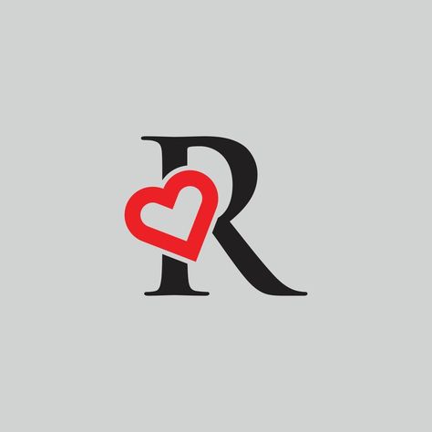 Logo Heart Letter R. Beautiful vector love logo design. R love outline creative letter design R Design Letter Logo, R Font Letter, Rr Logo Design Letter, R Love S, M And R Letters Love, R Logo Design Letter, I Love R, Letter R Logo Design, R Logo Design