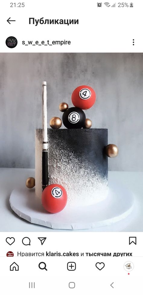 Billiard Cake Design, Cakes Design For Men, Man Cakes Birthday For Men 40, Male Birthday Cake Ideas Men, Mens Cakes Birthday For Men, 26 Birthday Cake For Him, Men Cakes Birthday Creative, Luxury Cake For Men, Cool Birthday Cakes For Men