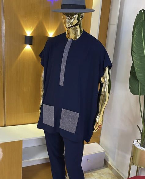 Navy blue kaftan Men Kaftan African Fashion For Wedding, Caftan Dress For Men, Dashiki Styles For Men, Dansiki Styles Men, Latest Men Senator Designs, Senator Designs, Men African Fashion, African Men Clothing, Senator Wears