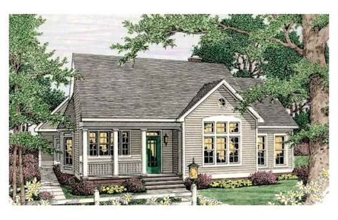 #406-266 Bathroom Cottage, Cottage Floor Plans, Cottage Style House Plans, Monster House Plans, Small House Floor Plans, Coat Closet, Country Style House Plans, Country House Plan, Traditional House Plans