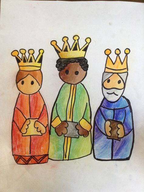 Dibujo a pastel de reyes magos. Spanish Projects, King Drawing, Kings Day, Three Kings, Stencil Painting, Easy Drawings, Cute Drawings, Drawings, Memes