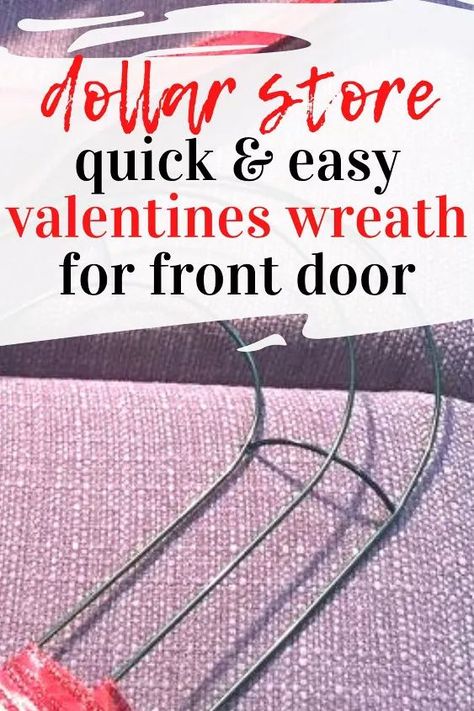 Make a cute and cheap heart wreath for your front door with ribbon and heart shape metal frame. Quick and Easy DIY wreath for Valentines Day on a budget. Dollar Store Valentines, Candle Headboard, Wire Wreaths, Wall Vase Decor, Front Door Diy, Valentine Door Decorations, Wine Bottle Vases, Valentines Wreath, Easy Diy Wreaths