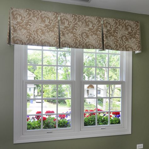 inverted box-pleat valance with contrast pleats and buttons, Fabric Finishings Interiors Curtain Valance Ideas, Bedroom Curtains With Blinds, Living Room Valances, Valences For Windows, Bedroom Valances, Box Pleat Valance, Valance Ideas, Valances For Living Room, Window Valances