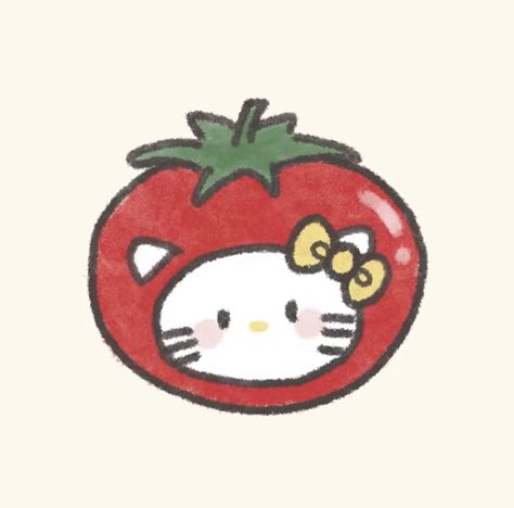 Cute Fruit Doodles, Easy Christmas Drawings, 심플한 그림, Fruit Icons, Hello Kitty Crafts, Hello Kitty Clothes, Cute Bunny Cartoon, Speed Art, Kitty Drawing