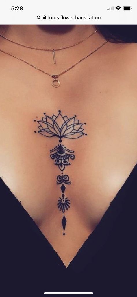 Lotus Tattoo Ideas For Women, Lotus Tattoo Ideas, Small Chest Tattoos, Lotus Tattoo Design, Chest Tattoos For Women, Leg Tattoos Women, Tattoo Ideas For Women, Dope Tattoos For Women, Sternum Tattoo