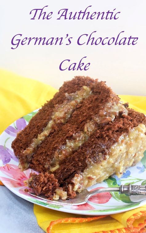 This is the Authentic German's Chocolate Cake, made from scratch with German's Baking Chocolate.  It is moist and delicious with that famous coconut pecan frosting.  Scrumptious!! #authentic #germanschocolatecake #cake #coconutpecanfrosting #chocolatecake #mycountrytable Light Chocolate Cake, Homemade German Chocolate Cake, My Country Table, German Chocolate Cake Recipe, Pecan Frosting, Chocolate Cake From Scratch, Chocolate Homemade, Coconut Pecan Frosting, German Baking