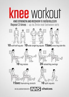 Knee Strength and Recovery Workout Knee Workout, Knee Strength, Bad Knee Workout, Workouts For Men, Senior Exercises, Knee Strengthening Exercises, How To Strengthen Knees, Knee Pain Exercises, Bad Knees