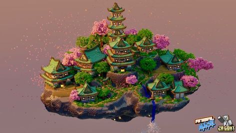 Japanese, Japanese house, japanes island, island, house, design, art, Minecraft, Island Minecraft Ideas, Island Minecraft, Minecraft Island, Minecraft Idea, Japanese Island, Minecraft Structures, Cool Minecraft, Minecraft Designs, Minecraft