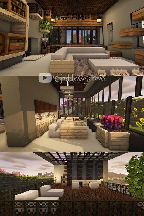 Survival friendly, aquarium, full size kitchen, rooftop garden and much more. Full tutorial on Youtube! Minecraft Aquarium, Large Modern House, Rooftop Decor, Minecraft Kitchens, Interior Minecraft, Minecraft Houses Survival, Minecraft Mansion, House Tutorial, Minecraft Modern