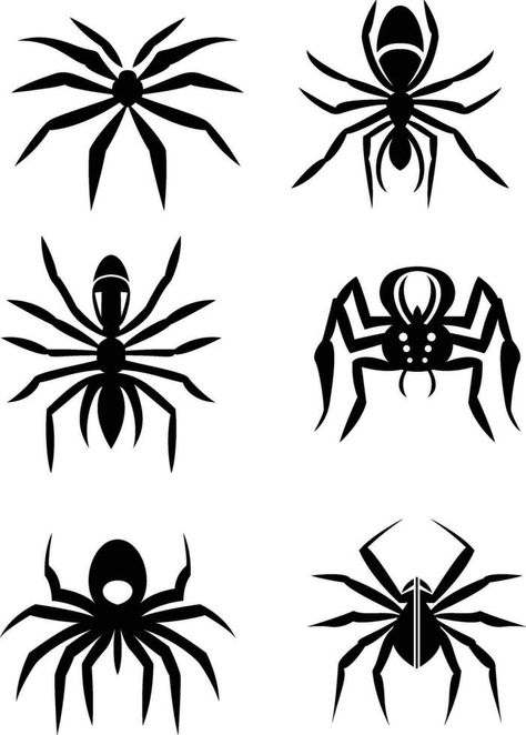 Set of different spider icons vector image , Different shapes of spiders black and white silhouette stock vector illustrations Spider Web Silhouette, Spider Vector, Spider Stencil Free Printable, Spider Logo Png, Spider Sillouhette, Different Spiders, Vector Technology, Different Shapes, Stock Vector