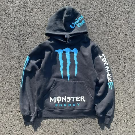 y2k blue monster hoodie 
size S 
no flaws 
feel free... - Depop Monster Energy Clothing, Monster Energy Hoodie, Scene Clothes, Monster Hoodie, Blue Monster, Neon Outfits, Scene Outfits, Streetwear Skater, Grunge Streetwear