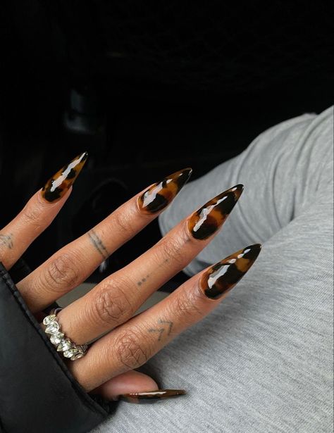 Dark Feminine Nails, Feminine Nails, Long Nails Almond, Dark Feminine, Nails Almond, Dark Nails, Almond Nails, Long Nails, Stylish Nails