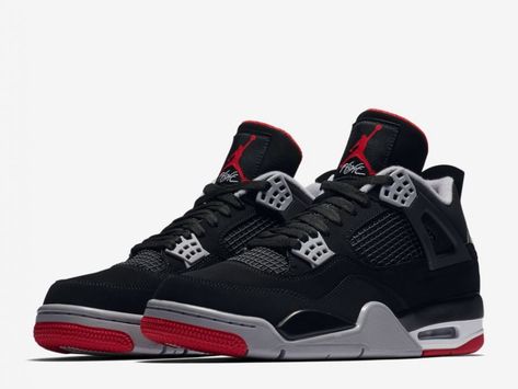 Jordan 4 Retro OG "Black/Cement" - J23 Air Jordan 4 Bred, Jordan 4 Retro Bred, Retro Jordans, Jordan 4 Bred, Sneaker Bar, Air Jordan Iv, Jordan 4’s, Nike Air Jordan Shoes, Basketball Shoes For Men