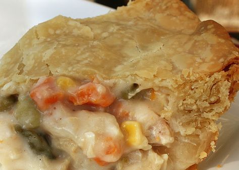 2 cans (10 3/4 oz.) Cream of Potato soup  1 (16oz.) can veg-all mixed vegetables, drained  2 cups cooked, cubed chicken  1/3 cup of milk  1/2 tsp salt  1/2 tsp pepper  1 egg, slightly beaten (optional)  2 - 9 inch pie crust Simple Chicken Pot Pie, Cubed Chicken, Cream Of Potato Soup, Homemade Chicken Pot Pie, Easy Chicken Pot Pie, Fall Evening, Cup Of Milk, Simple Chicken, Pot Pies Recipes